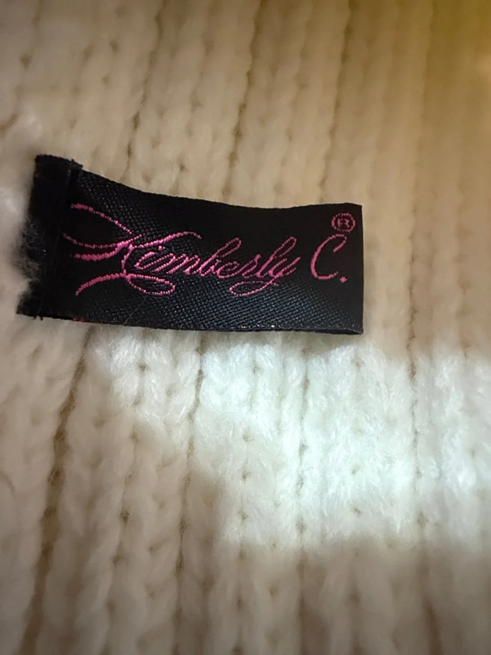 Kimberly C Kids Two-Tone Cream and Pink Pom Beanie Hat